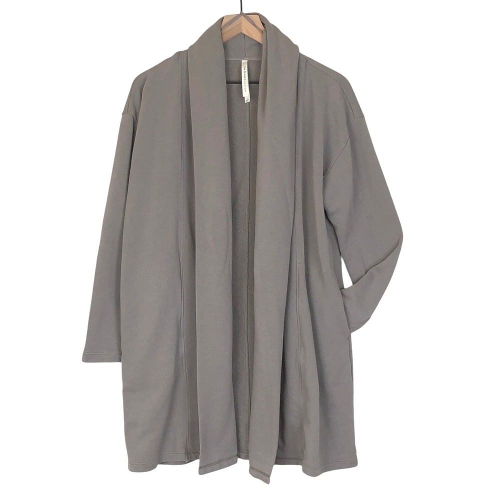 The GROUP Babaton Organic Cotton Blend Cardigan Women's Sz L Taupe Knit Open EUC